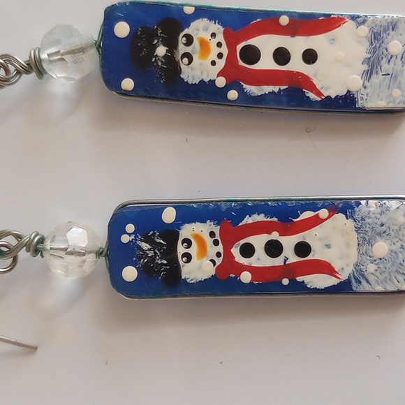 Christmas Snowman Earrings - Picture 2 of 2